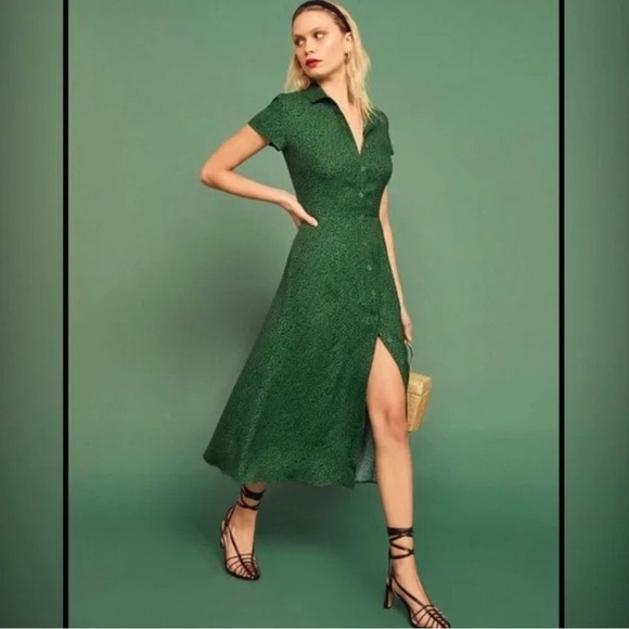 Reformation Dresses & Skirts - Reformation Wilma Green Midi Dress in Jitterbug sz 0